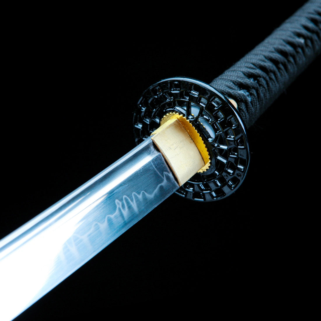 Authentic Katana Sword – Handmade 1065 Carbon Steel Blade – Black – Full Tang – Battle Ready