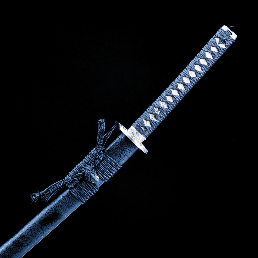 Authentic Katana Sword – Handmade T10 Carbon Steel Blade – Black Scabbard – Full Tang – Collector’s Edition