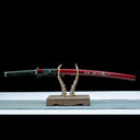 Authentic Katana Sword – Handmade T10 Carbon Steel Blade – Red – Full Tang – Battle Ready
