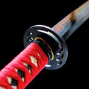 Authentic Katana Sword – Handmade T10 Clay Tempered Edge Blade – Red Scabbard – Full Tang – Collector’s Edition