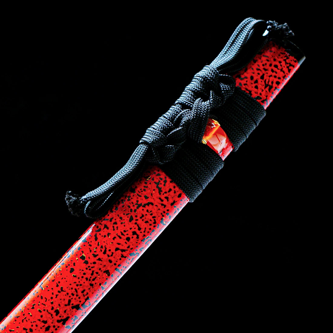 Authentic Katana Sword – Handmade T10 Clay Tempered Edge Blade – Red Scabbard – Full Tang – Collector’s Edition