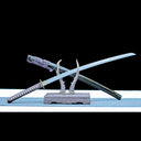 Authentic Katana Sword – High Performance Damascus Pattern Steel Blade – Black Scabbard – Full Tang