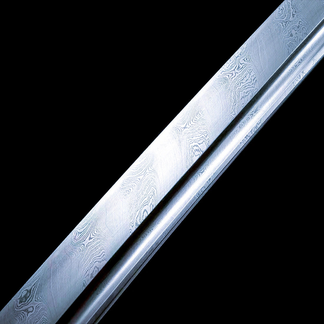 Authentic Katana Sword – High Performance Damascus Pattern Steel Blade – Black Scabbard – Full Tang