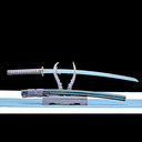 Authentic Katana Sword – High Performance Damascus Pattern Steel Blade – Black Scabbard – Full Tang