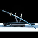 Authentic Katana – Handmade Damascus Pattern Steel Blade – Full Tang – Black – Collector’s Edition