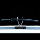 Authentic Katana – Handmade Damascus Pattern Steel Blade – Full Tang – Black – Collector’s Edition