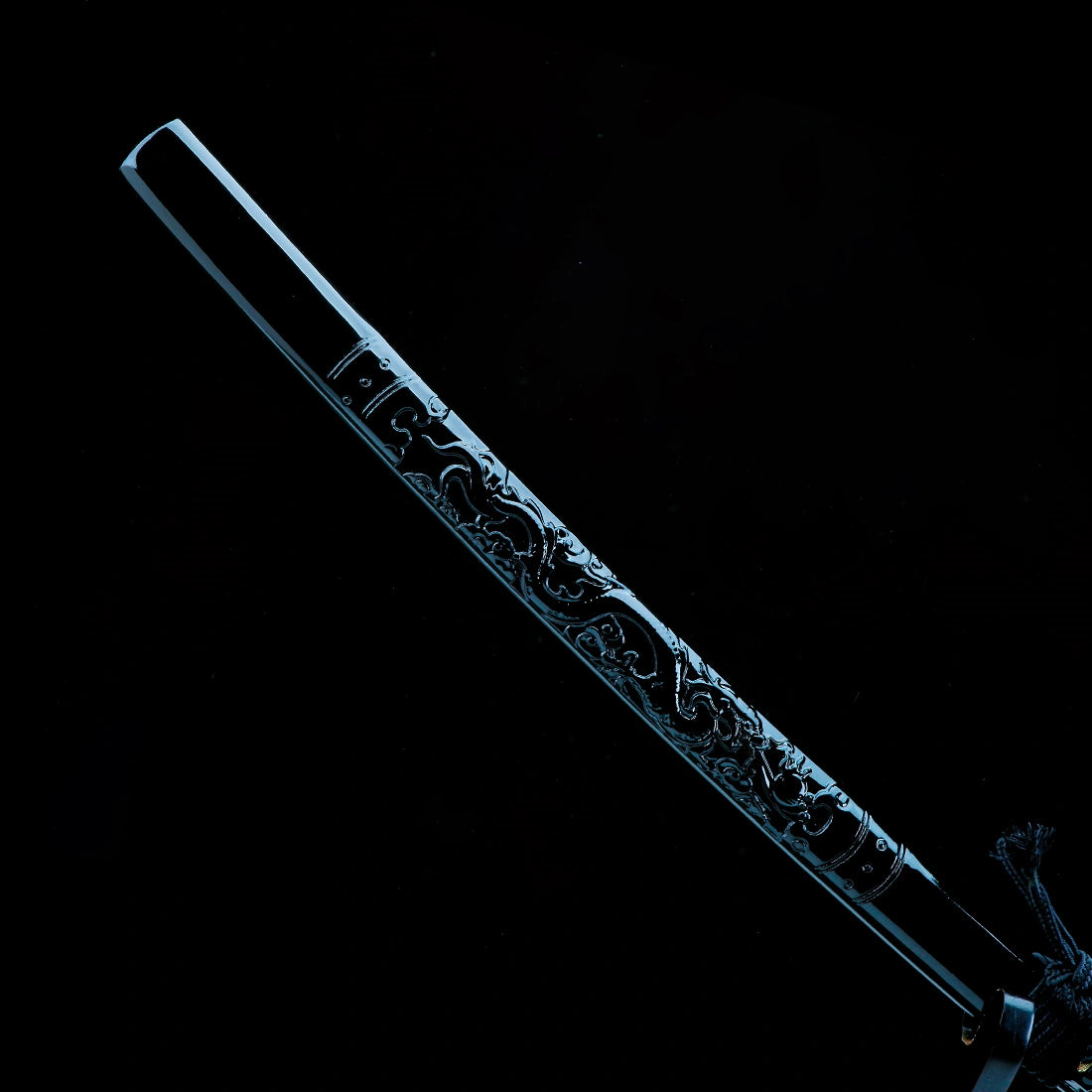 Authentic Katana – Handmade T10 High Carbon Steel Blade – Full Tang – Black Scabbard – Collector’s Edition