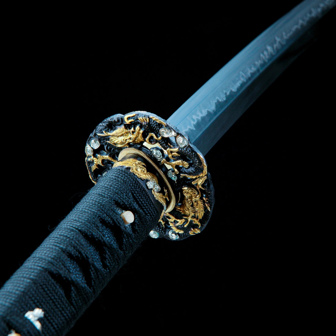 Authentic Katana – Handmade T10 High Carbon Steel Blade – Full Tang – Black Scabbard – Collector’s Edition