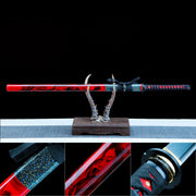 Authentic Ninjato – Handmade T10 Carbon Steel Blade – Full Tang – Red – Collector’s Edition
