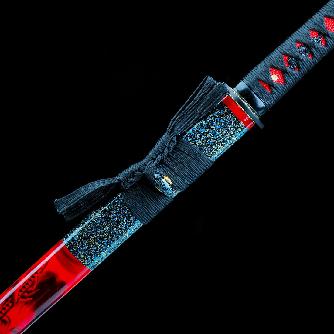 Authentic Ninjato – Handmade T10 Carbon Steel Blade – Full Tang – Red – Collector’s Edition