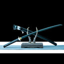 Real Samurai Sword – Handmade 1060 Steel Black Blade – Black Scabbard – Full Tang