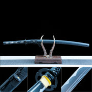 Real Japanese Katana – Handmade 1065 Carbon Steel Blade – Black – Full Tang