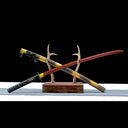 Real Katana Sword – Handmade 1065 Carbon Steel Blade – Gold Scabbard – Full Tang