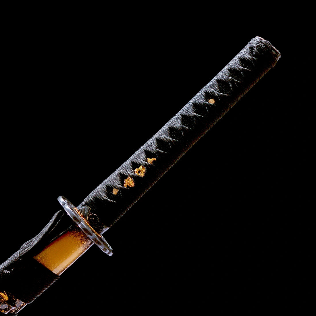 Real Katana Sword – Handmade 1065 Carbon Steel Blade – Gold Scabbard – Full Tang