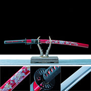 Real Katana Sword – Handmade T10 Carbon Steel Blade – Red – Full Tang – Premium Quality