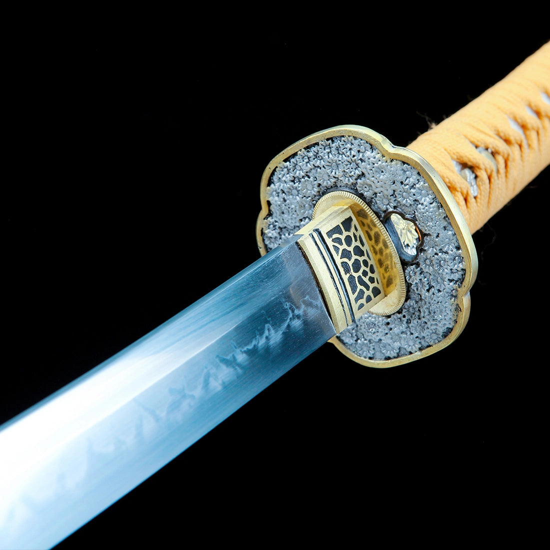 Real Katana Sword – Handmade T10 High Carbon Steel Blade – Gold – Full Tang
