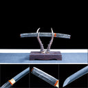 Real Wakizashi Sword – Handmade T10 High Carbon Steel Blade – Full Tang – Gray – Battle Ready