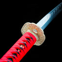 Authentic Katana Sword – T10 Clay Tempering Steel Sawtooth Pattern Blade – Full Tang – Red – Battle Ready