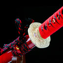 Authentic Katana Sword – T10 Clay Tempering Steel Sawtooth Pattern Blade – Full Tang – Red – Battle Ready