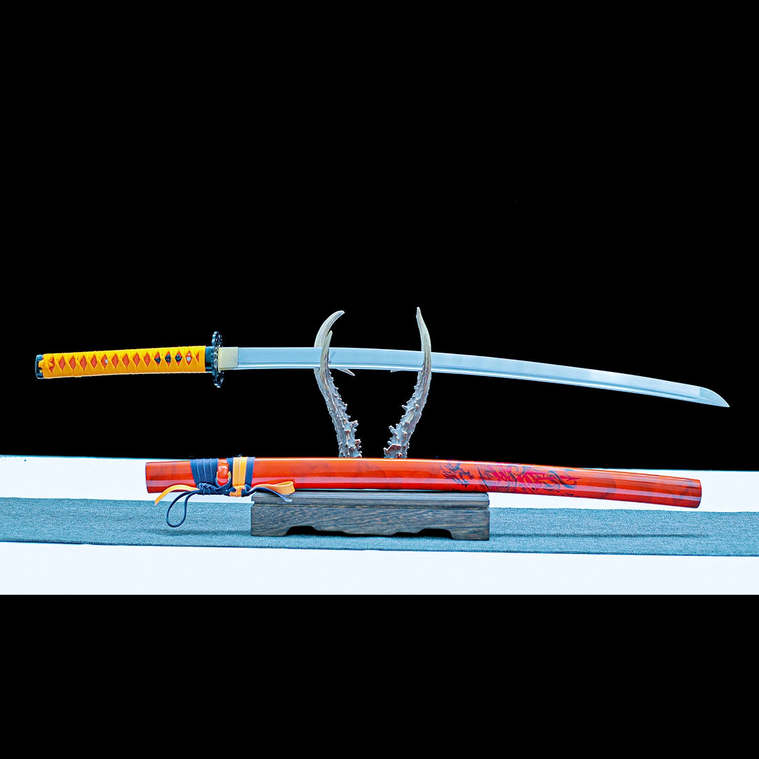 Real Katana – T10 Carbon Steel Blade – Full Tang – Orange Scabbard – Battle Ready