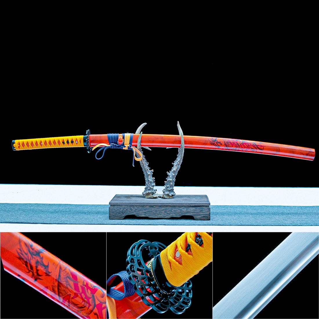 Real Katana – T10 Carbon Steel Blade – Full Tang – Orange Scabbard – Battle Ready