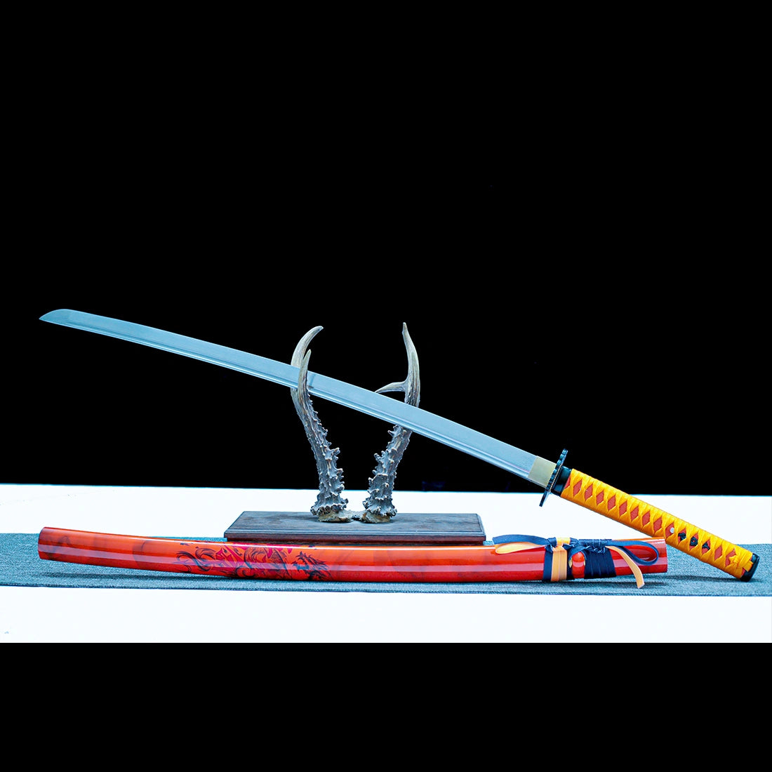 Real Katana – T10 Carbon Steel Blade – Full Tang – Orange Scabbard – Battle Ready