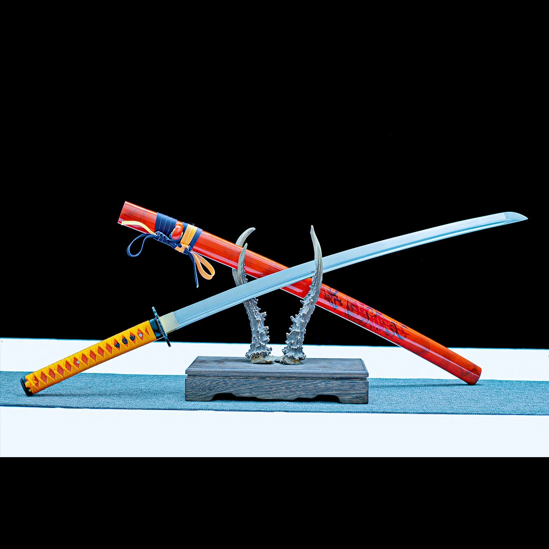 Real Katana – T10 Carbon Steel Blade – Full Tang – Orange Scabbard – Battle Ready