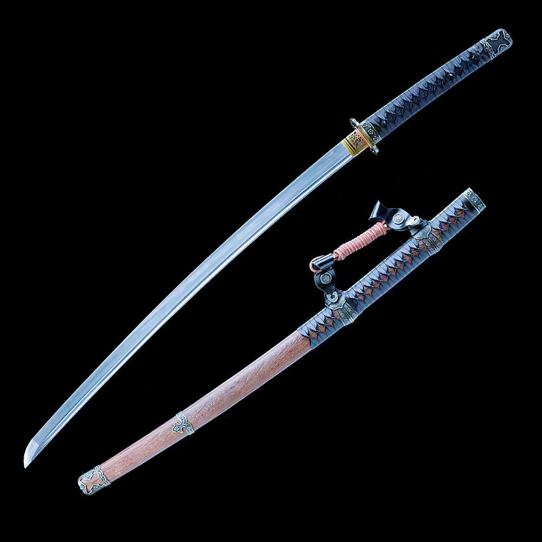 Authentic Tachi Sword – Handmade Damascus Pattern Steel Blade – High Performance – Full Tang – Collector’s Edition