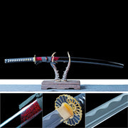 Authentic Katana Sword – Handmade 1060 Carbon Steel Blade – Full Tang – Black Scabbard