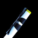 Black lacquer saya and blue-gold mounting detail shown diagonally
