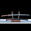 Handmade Katana Sword – Real T10 Steel Clay Tempering Willow Leaf Blade – Black – Full Tang – Battle Ready