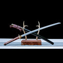Handmade Katana Sword – Real T10 Steel Clay Tempering Willow Leaf Blade – Black – Full Tang – Battle Ready