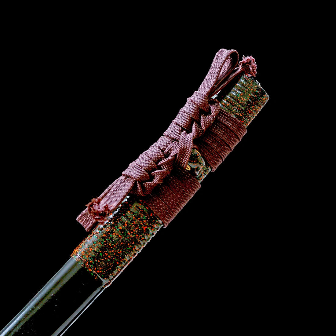 Handmade Katana Sword – Real T10 Steel Clay Tempering Willow Leaf Blade – Black – Full Tang – Battle Ready