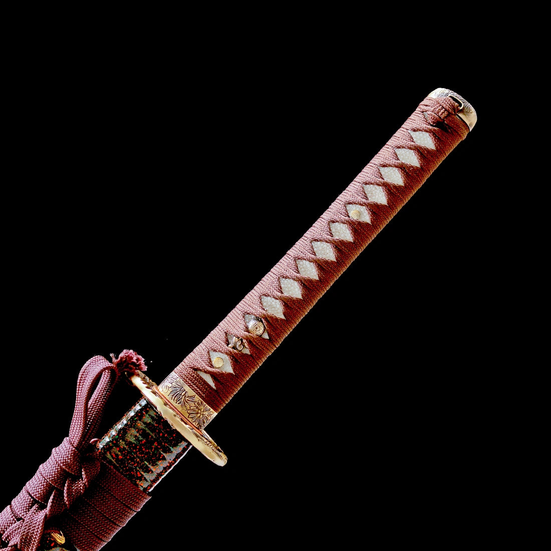 Handmade Katana Sword – Real T10 Steel Clay Tempering Willow Leaf Blade – Black – Full Tang – Battle Ready