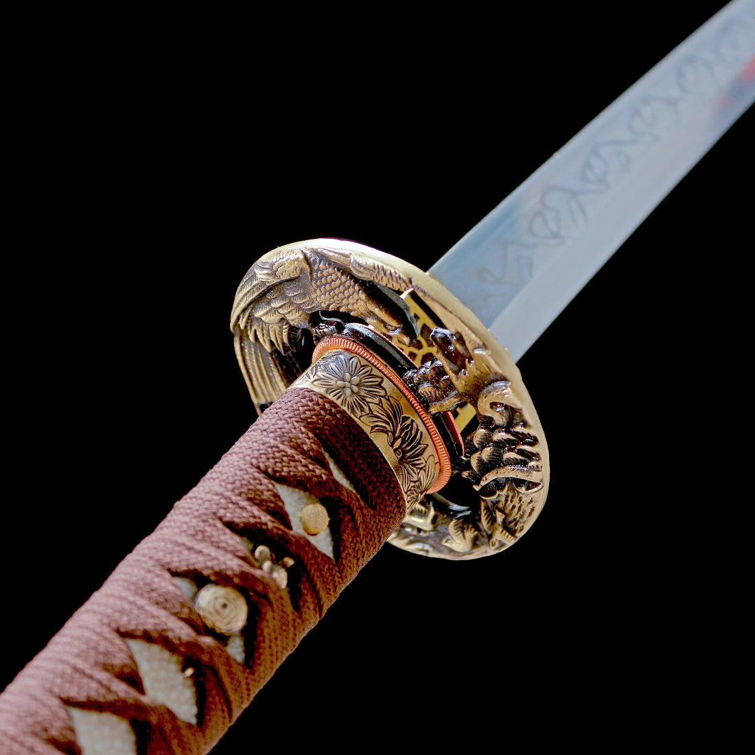 Handmade Katana Sword – Real T10 Steel Clay Tempering Willow Leaf Blade – Black – Full Tang – Battle Ready
