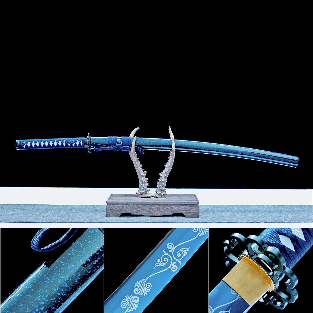 Handmade Samurai Sword – Blue T10 Carbon Steel Blade – Full Tang – High Performance