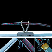 Handmade Samurai Sword – T10 Carbon Steel Blade – Full Tang – Red – Real Sword