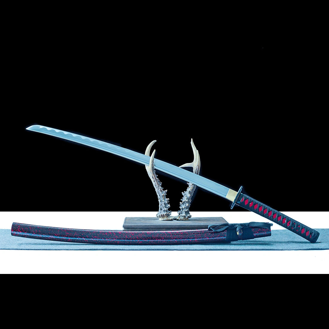 Handmade Samurai Sword – T10 Carbon Steel Blade – Full Tang – Red – Real Sword