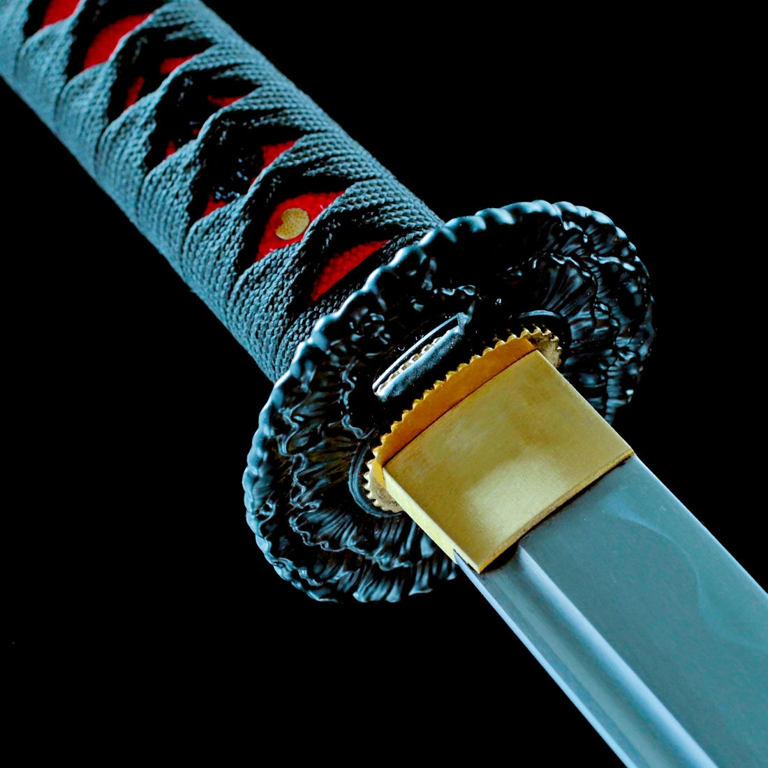 Handmade Samurai Sword – T10 Carbon Steel Blade – Full Tang – Red – Real Sword