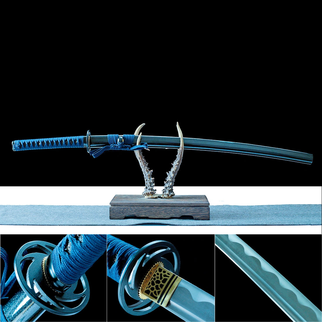 High Performance Katana Sword – Handmade 1060 Carbon Steel Blade – Full Tang – Black Scabbard