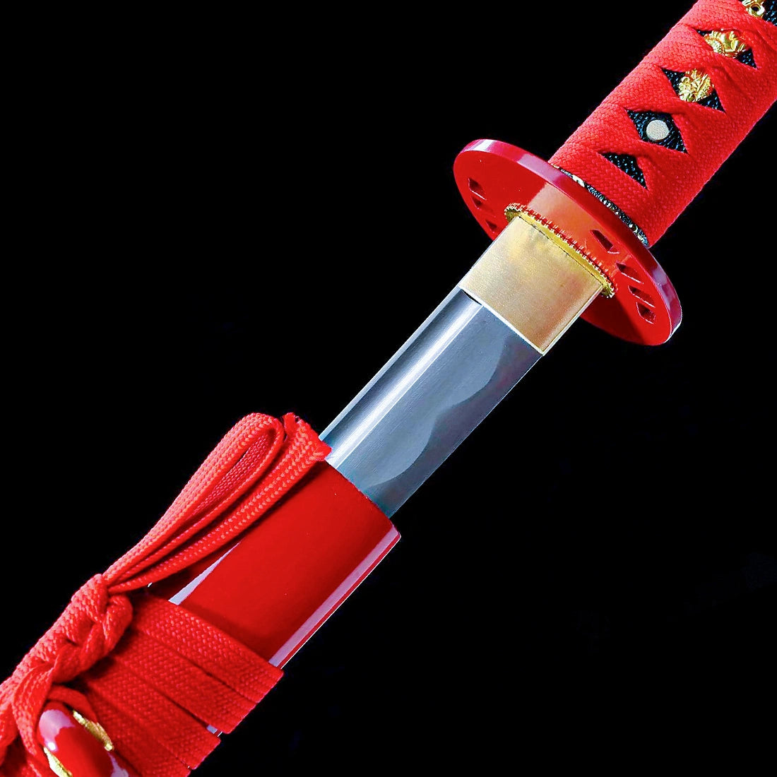Real Katana Sword – Handmade 1060 Carbon Steel Blade – Full Tang – Red