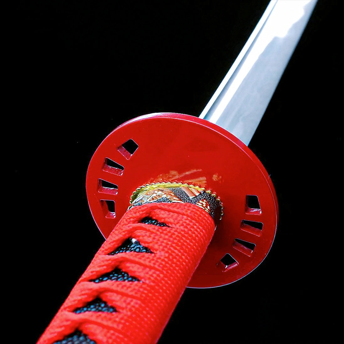 Real Katana Sword – Handmade 1060 Carbon Steel Blade – Full Tang – Red