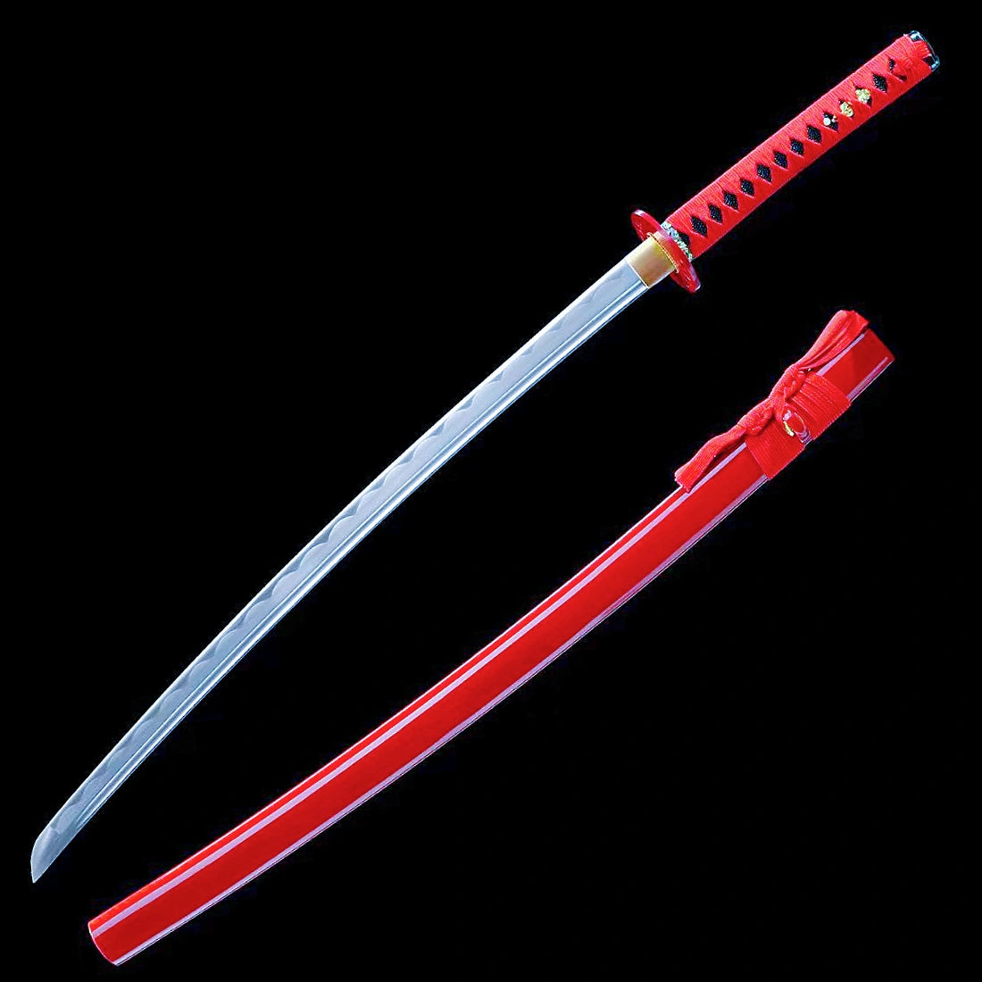 Real Katana Sword – Handmade 1060 Carbon Steel Blade – Full Tang – Red