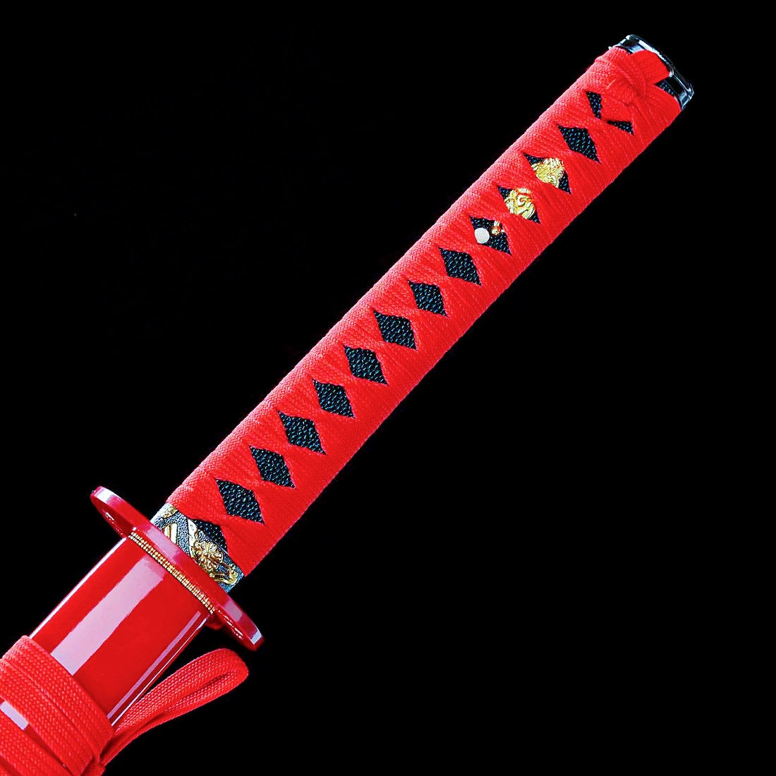 Real Katana Sword – Handmade 1060 Carbon Steel Blade – Full Tang – Red