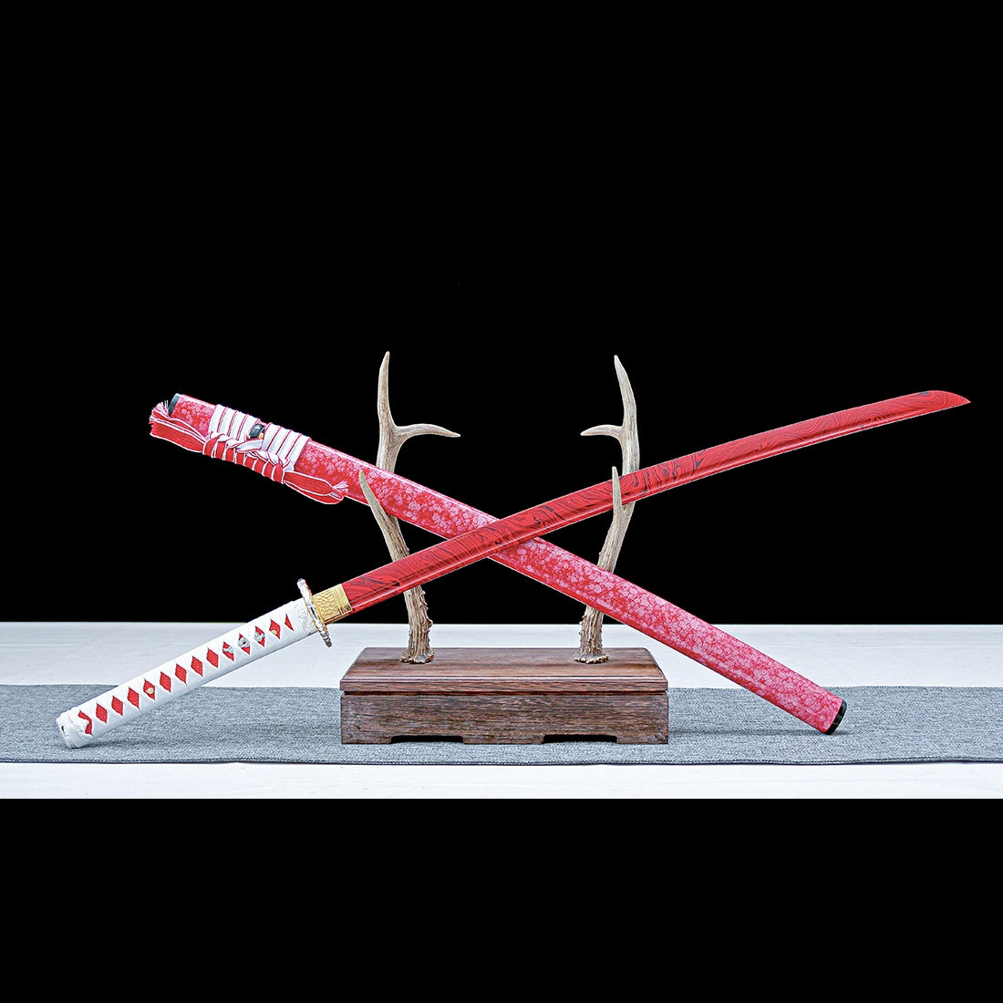 Real Katana Sword – Handmade Red T10 Carbon Steel Blade – Red Scabbard – Full Tang