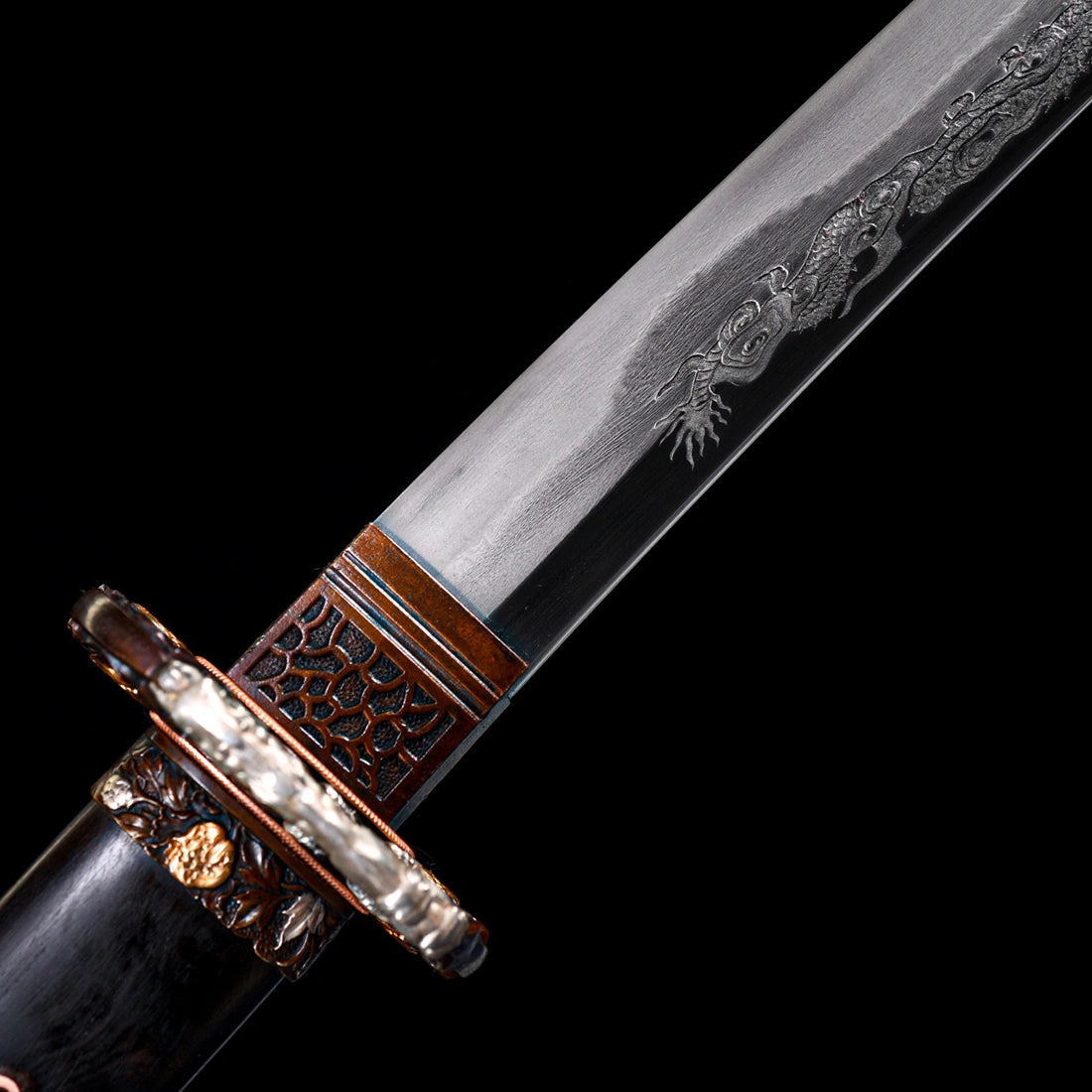 Japanese Tachi – Black – Ebony Wood – Wootz Steel Blade – Battle Ready