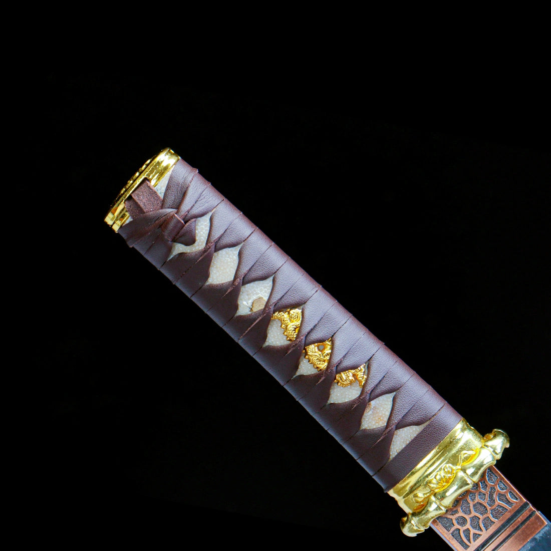 Japanese Tanto – Red Matte Scabbard – 1065 Carbon Steel Blade – Gold Tsuba