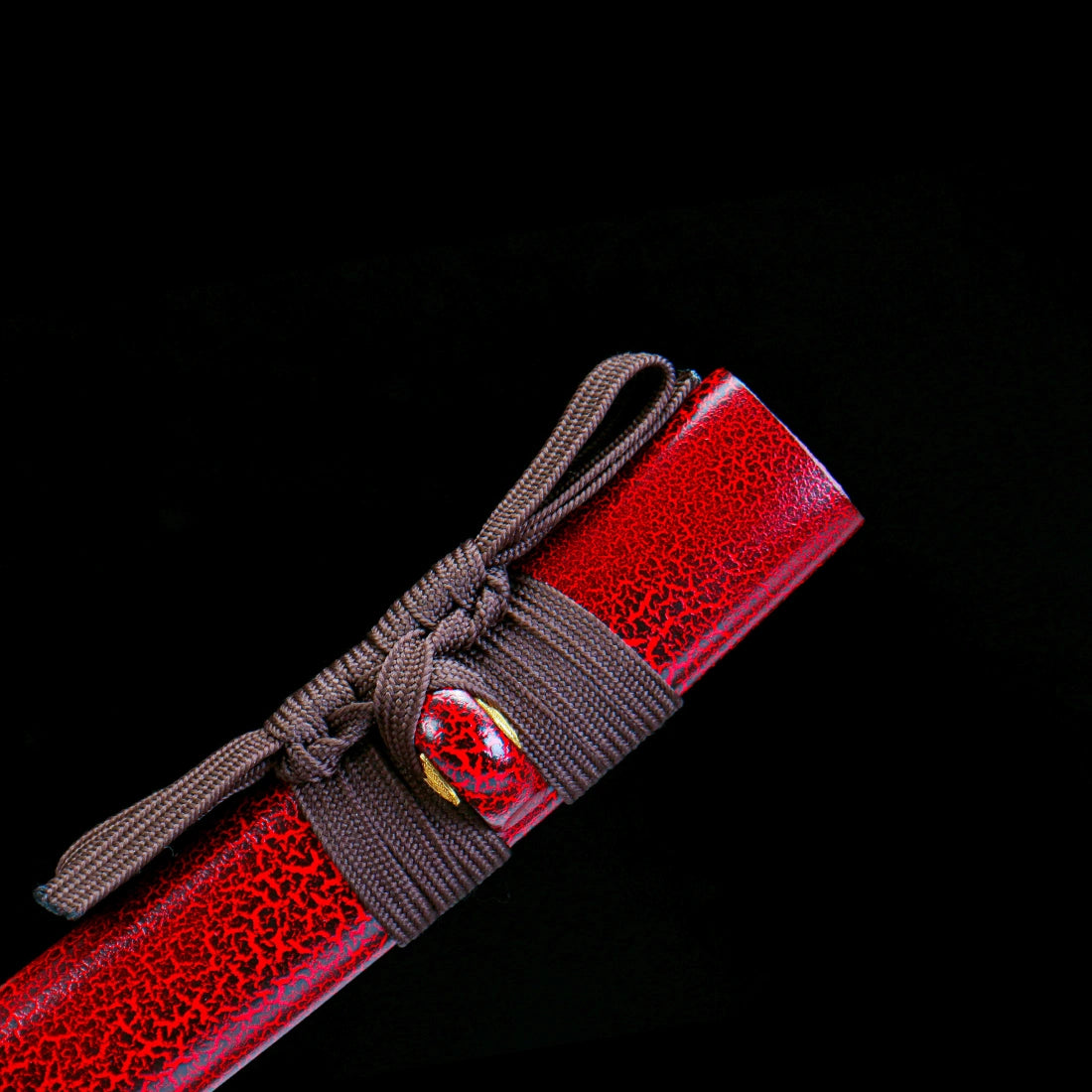 Japanese Tanto – Red Matte Scabbard – 1065 Carbon Steel Blade – Gold Tsuba
