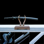 Japanese Wakizashi Sword – Handmade T10 Carbon Steel Blade – Full Tang – Black – Premium Quality