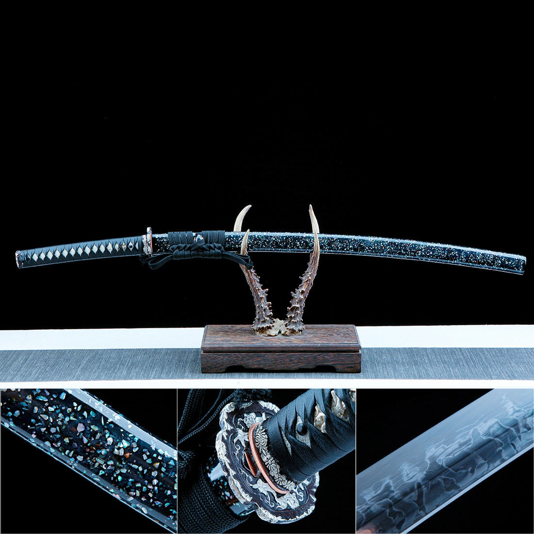 Katana Sword – Handmade Japanese Katana Sword – T10 High Carbon Steel Blade – Black Scabbard